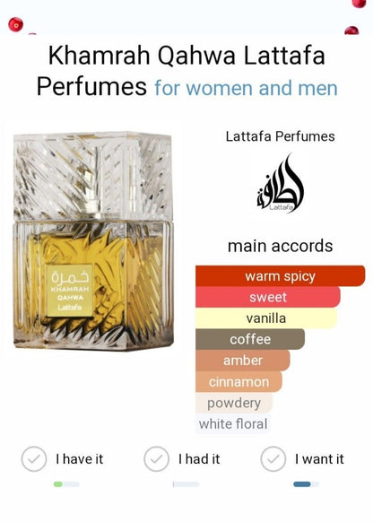 Lattafa Khamrah Qahwa Eau de Parfum 100ml