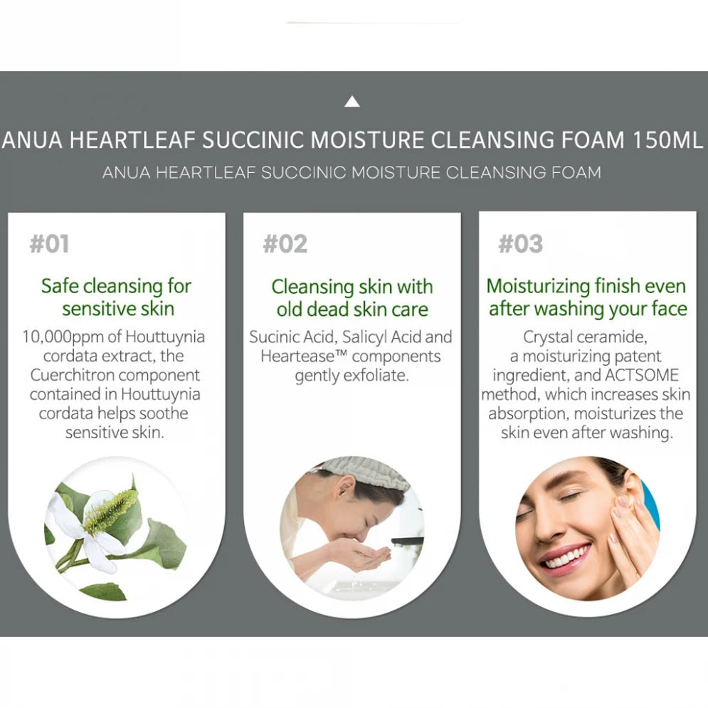 Anua Heartleaf Succinic Moisture Cleansing Foam